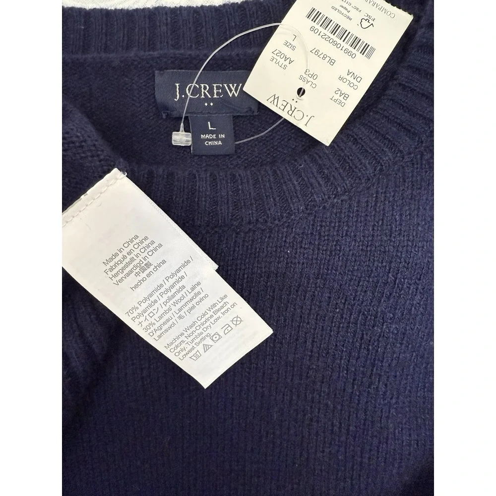 J. Crew‎ Wool Blend Sweater Sz L Blue AA027 NWT & Embroidered Fish Chino 36x30